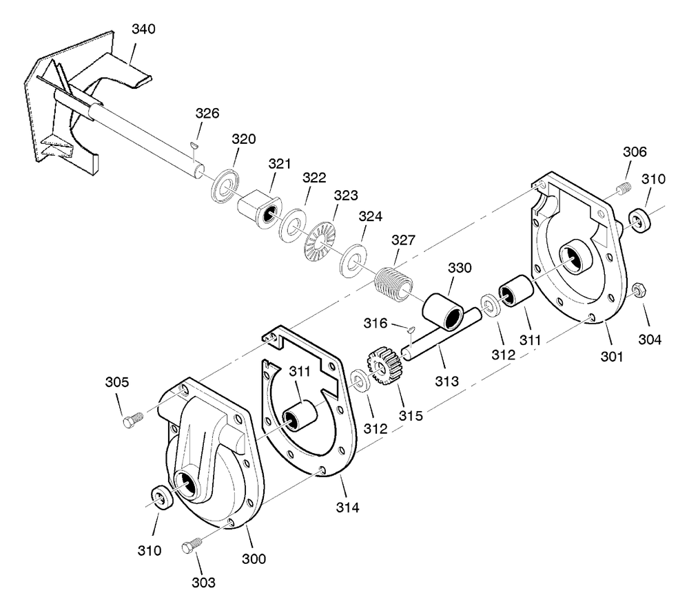 Gear Case Diagram and Parts List for 629101X85A 2005 Briggs and Stratton Snow Blower